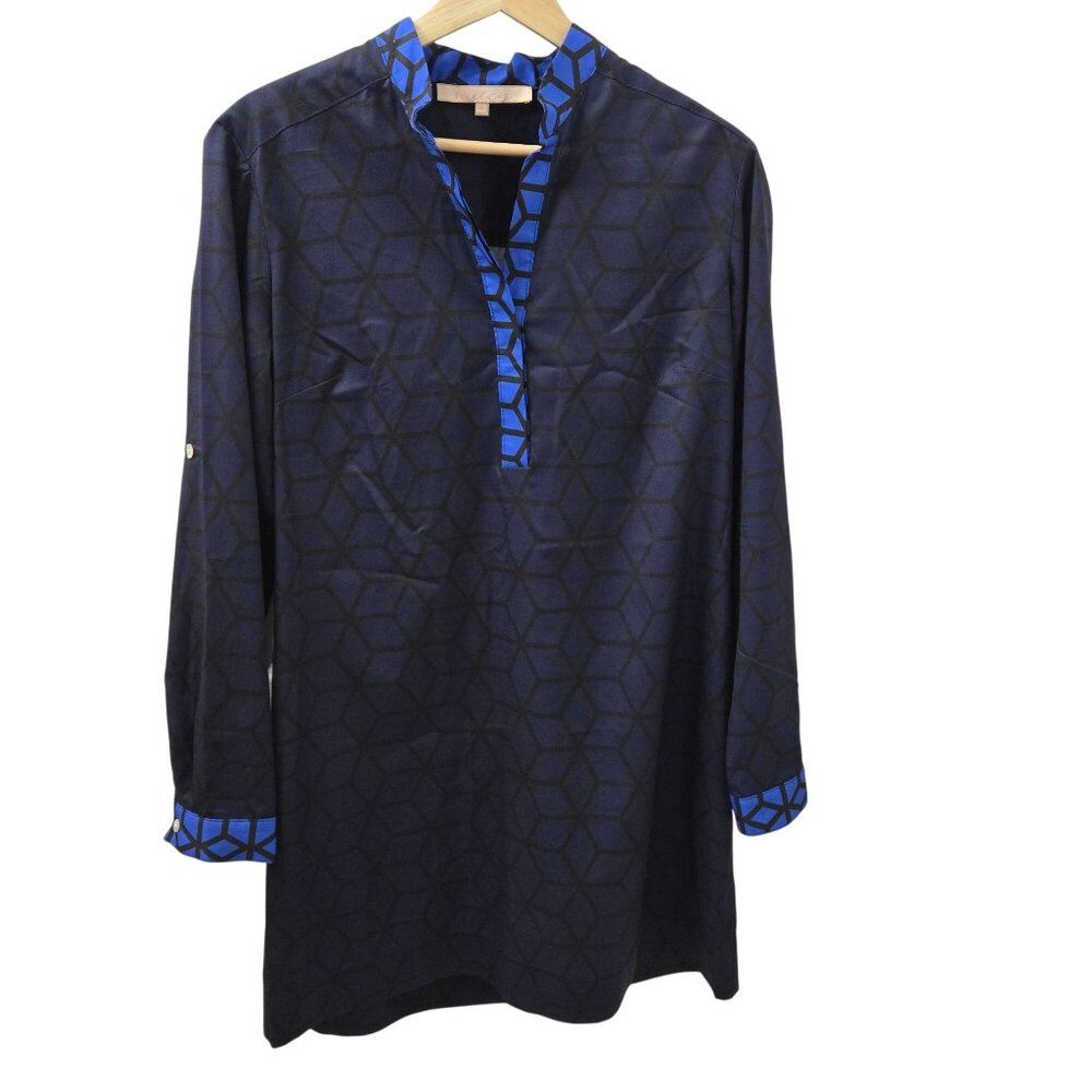 Anthropologie Hutch Popover Shift‎ Dress Womens Medium Blue Geometric Office